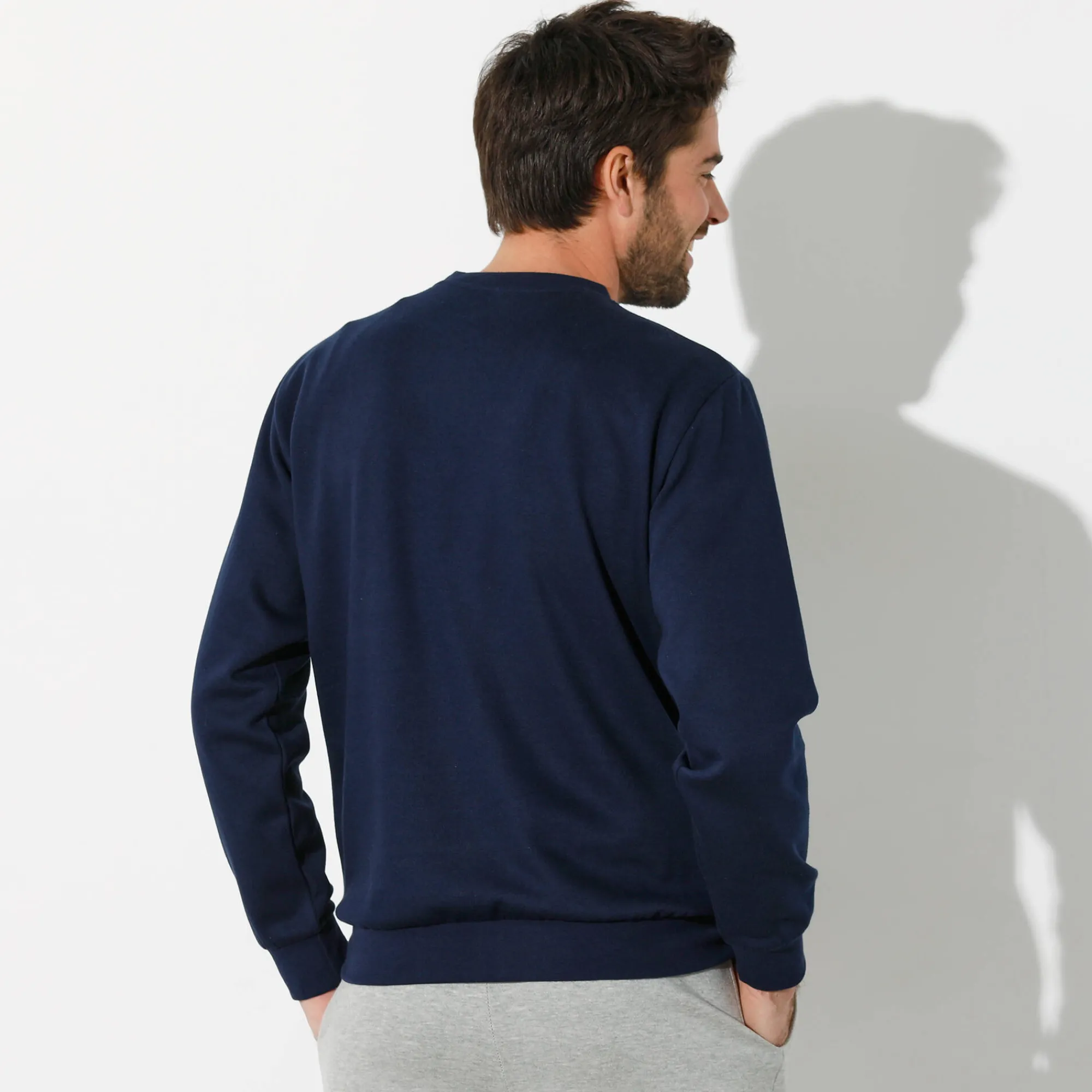 Sweater|Trui En Vest<Blancheporte Sweater in molton met ronde hals marine