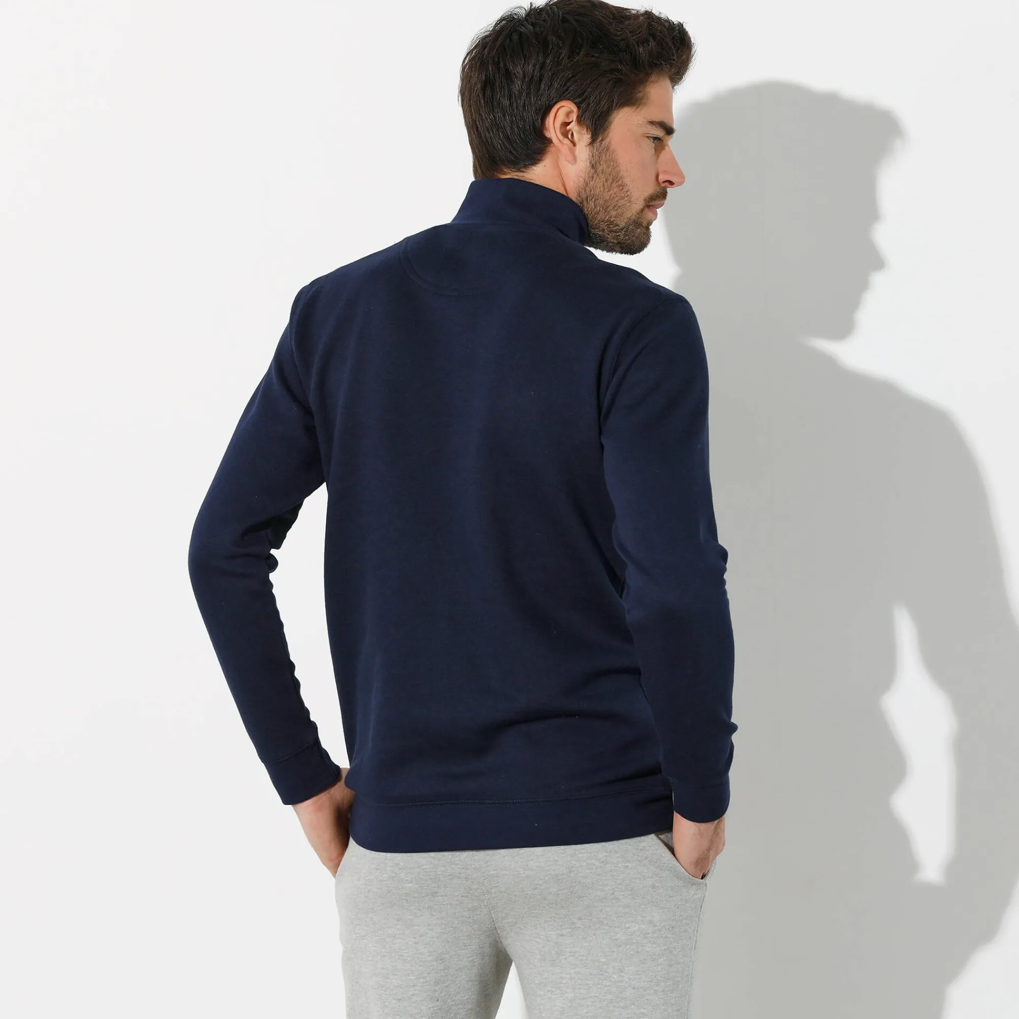 Sweater|Trui En Vest<Blancheporte Sweater in molton met truckerskraag marine