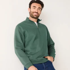Sweater|Trui En Vest<Blancheporte Sweater in molton met truckerskraag donkergroen