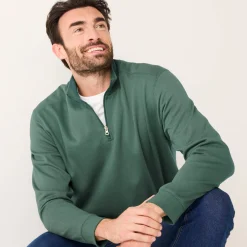 Sweater|Trui En Vest<Blancheporte Sweater in molton met truckerskraag donkergroen