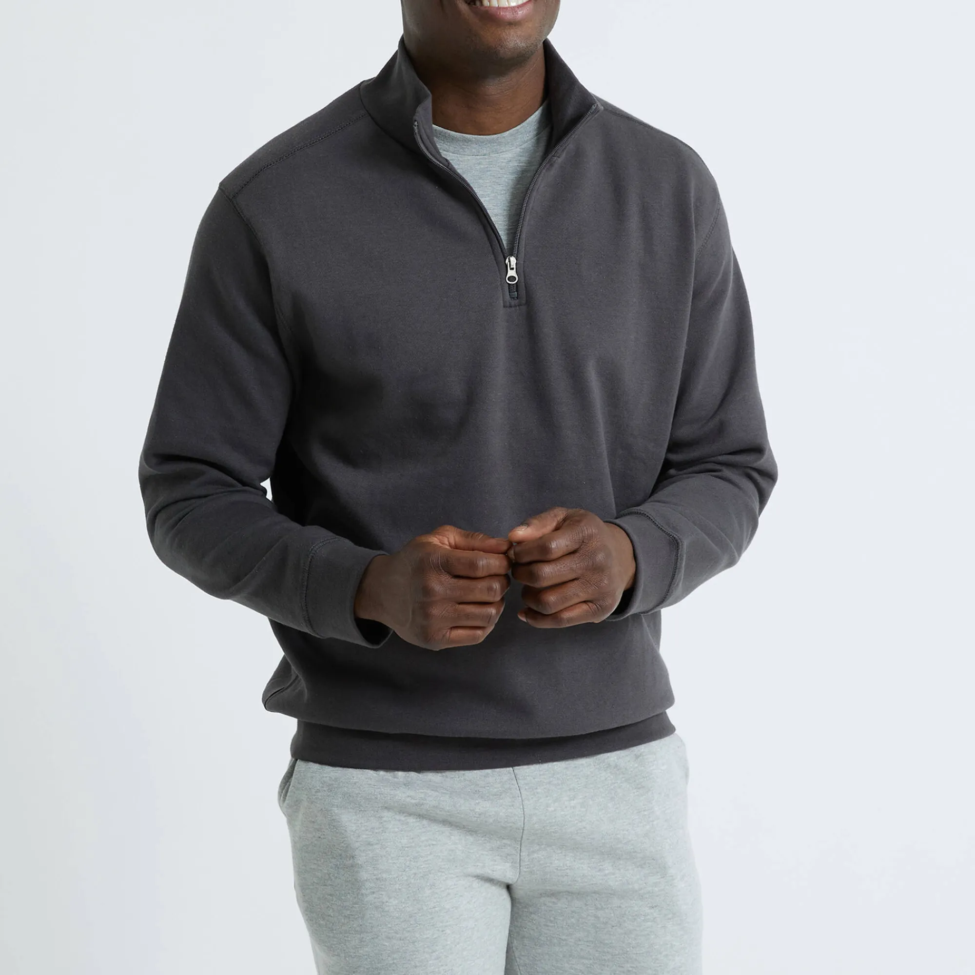 Sweater|Trui En Vest<Blancheporte Sweater in molton met truckerskraag chiné antraciet