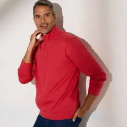 Sweater|Trui En Vest<Blancheporte Sweater in molton met truckerskraag grijzig koraal