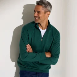 Sweater|Trui En Vest<Blancheporte Sweater in molton met truckerskraag dennengroen