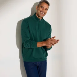 Sweater|Trui En Vest<Blancheporte Sweater in molton met truckerskraag dennengroen