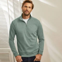 Sweater|Trui En Vest<Blancheporte Sweater in molton met truckerskraag linde