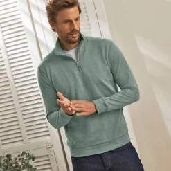 Sweater|Trui En Vest<Blancheporte Sweater in molton met truckerskraag linde
