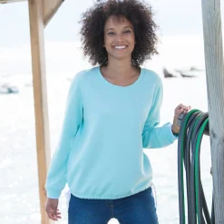 Trui En Vest<Blancheporte Sweater in molton, sleuflintjes celadon / ecru