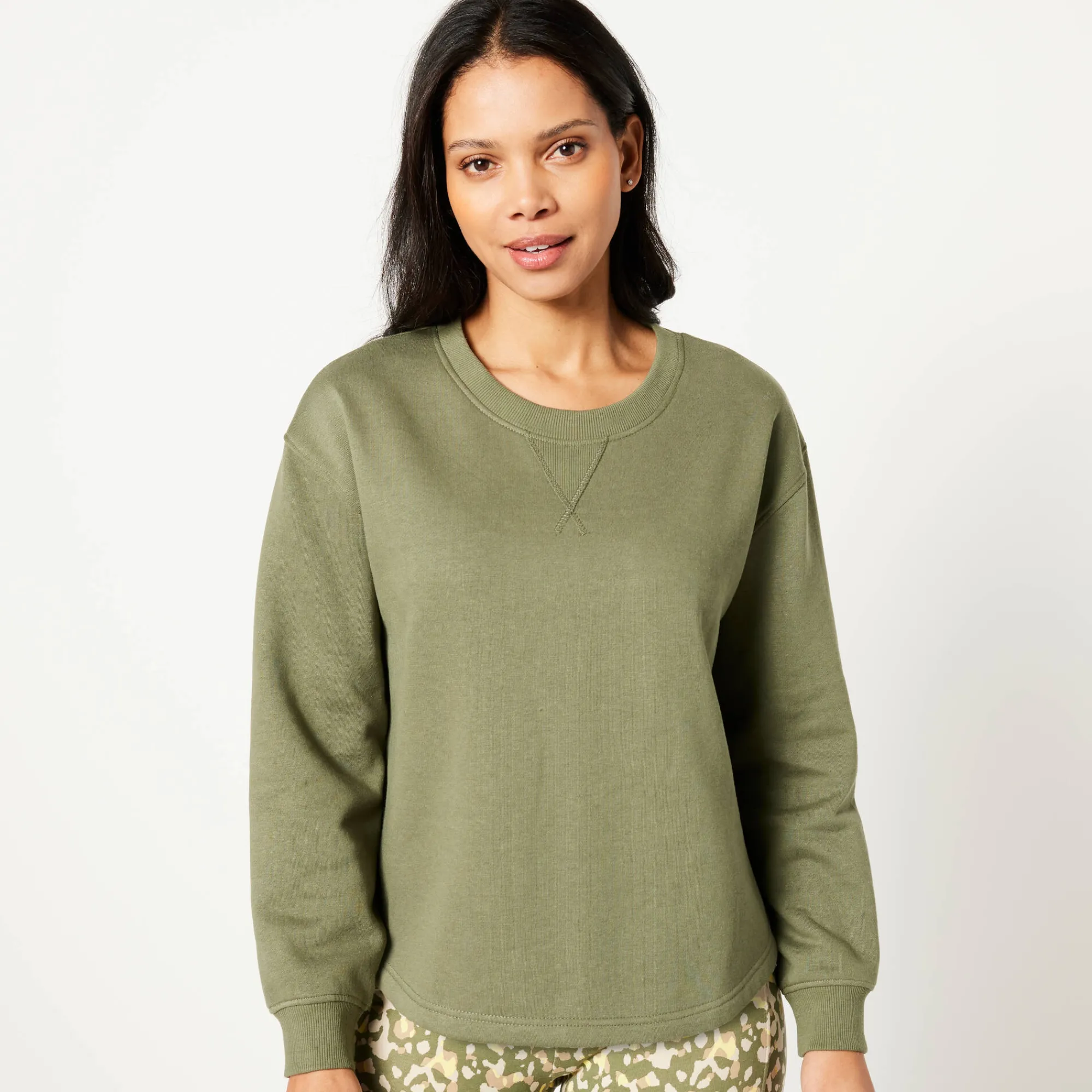 Trui En Vest<Blancheporte Sweater in molton, wijd volume kaki