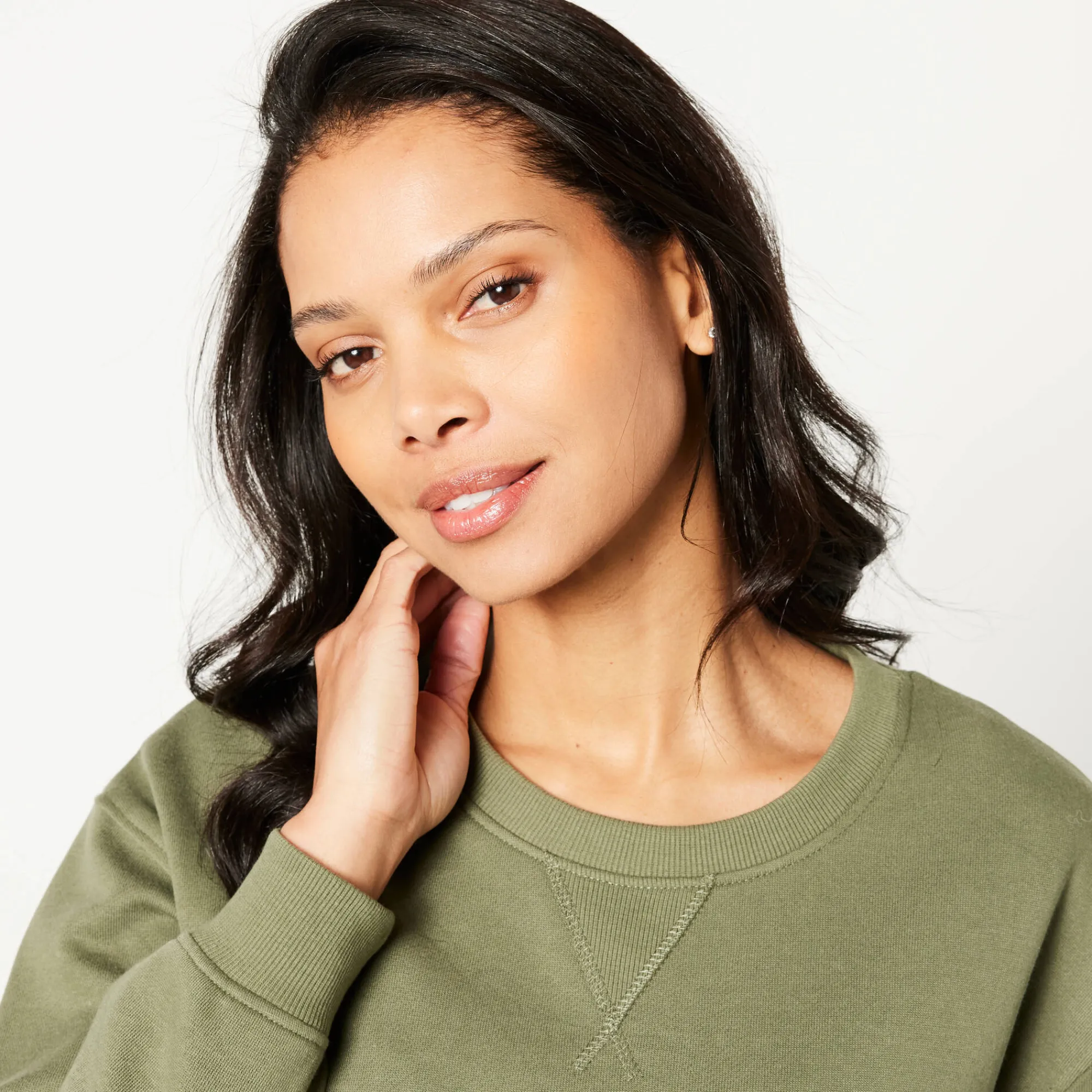 Trui En Vest<Blancheporte Sweater in molton, wijd volume kaki