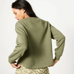Trui En Vest<Blancheporte Sweater in molton, wijd volume kaki