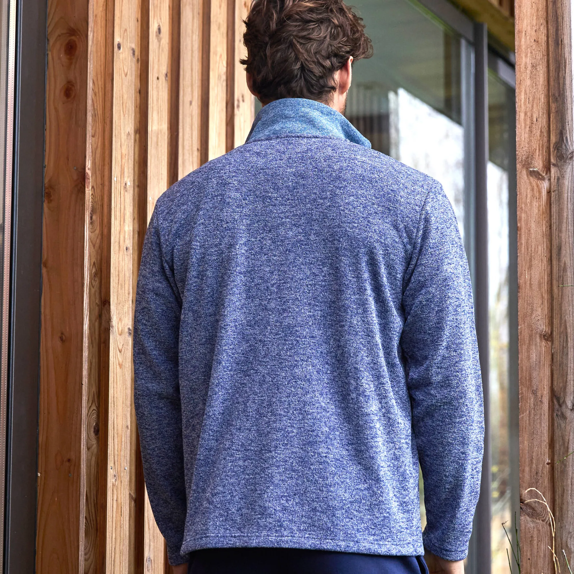 Sweater|Trui En Vest<Blancheporte Sweater met opstaande ritskraag, tricot gevoerd met molton chiné blauw