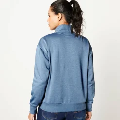 Trui En Vest<Blancheporte Sweater met opstaande ritskraag in geruwd molton jeansblauw
