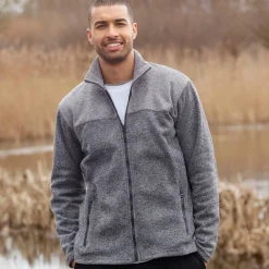 Sweater|Trui En Vest<Blancheporte Sweater met opstaande ritskraag, tricot gevoerd met molton chiné grijs