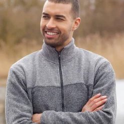 Sweater|Trui En Vest<Blancheporte Sweater met opstaande ritskraag, tricot gevoerd met molton chiné grijs