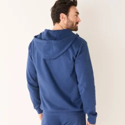Sweater|Trui En Vest<Blancheporte Sweater met rits en kap, in geruwd molton, met contrasterende details denim blauw