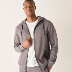 Sweater|Trui En Vest<Blancheporte Sweater met rits en kap, in geruwd molton, met contrasterende details chiné grijs