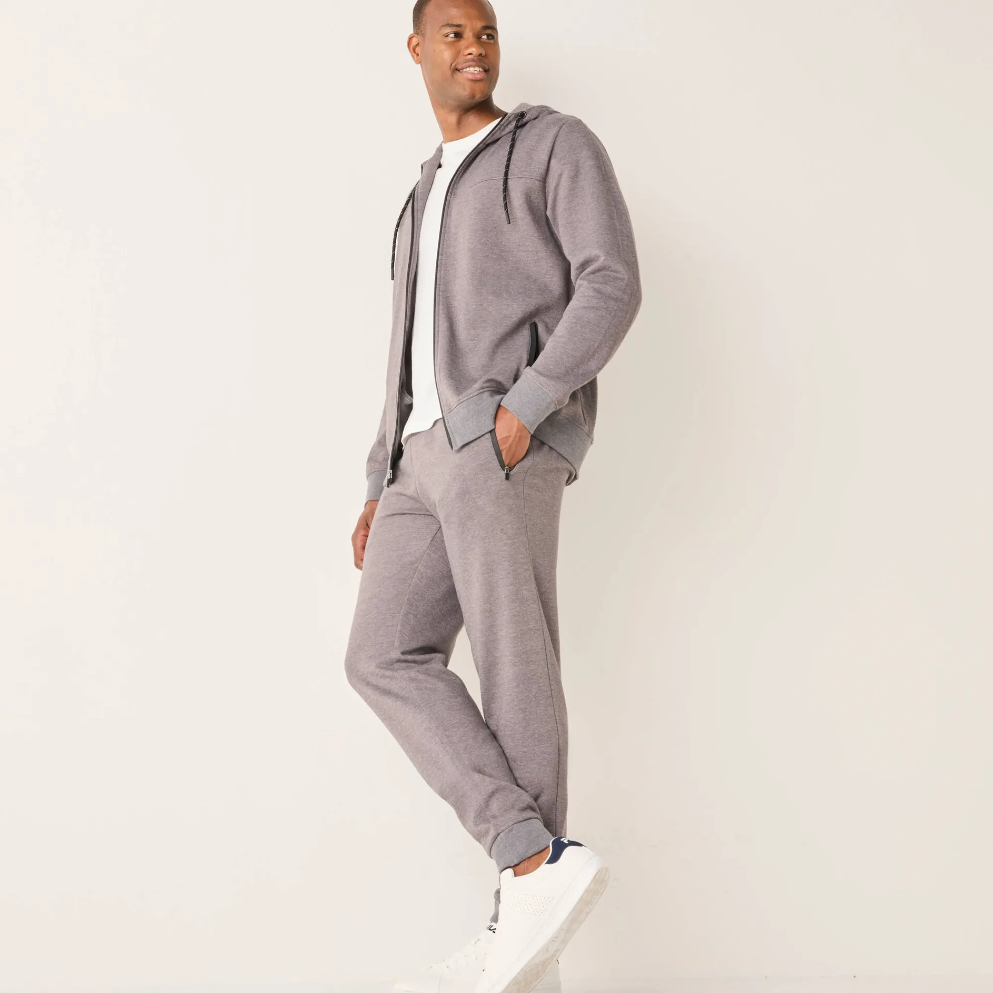 Sweater|Trui En Vest<Blancheporte Sweater met rits en kap, in geruwd molton, met contrasterende details chiné grijs