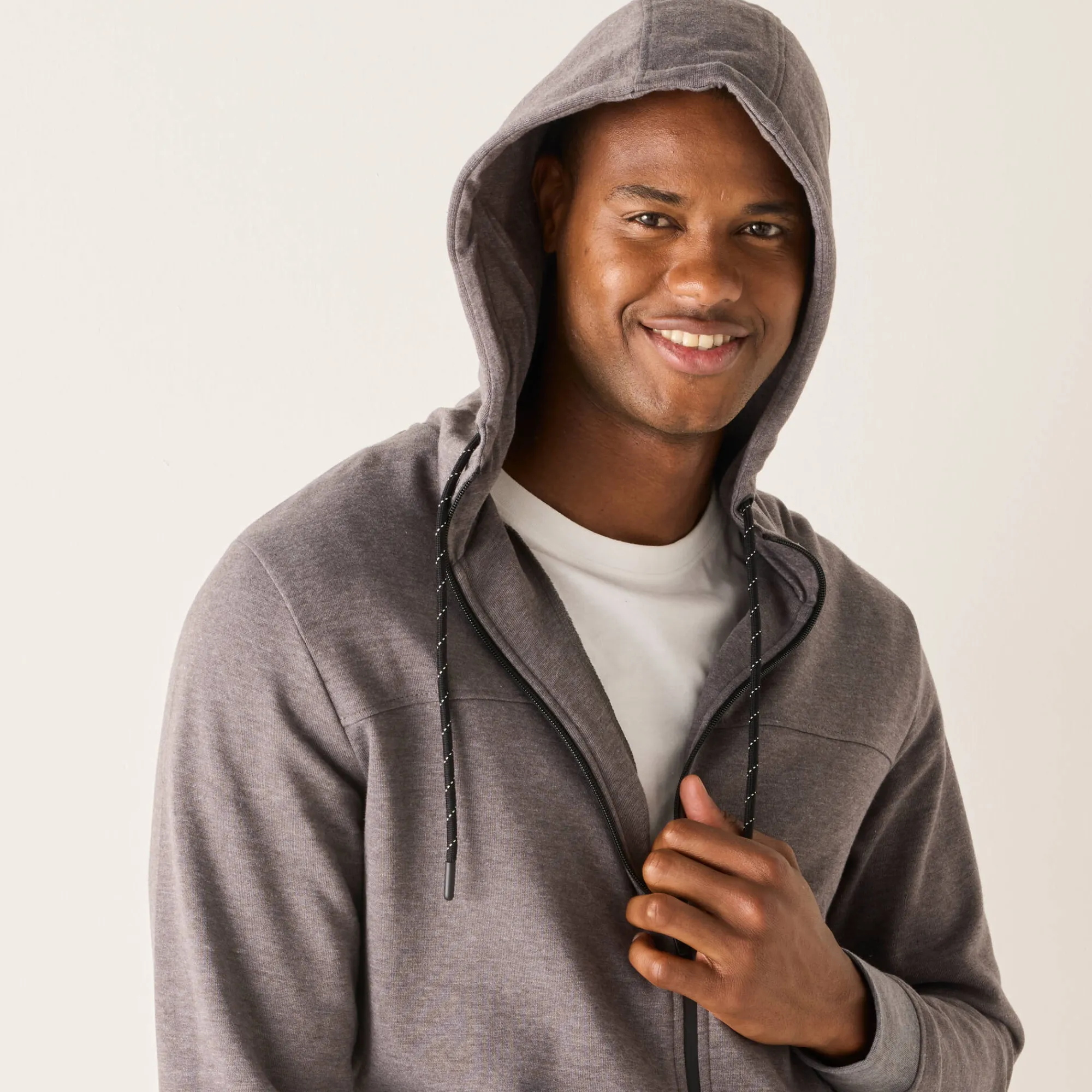 Sweater|Trui En Vest<Blancheporte Sweater met rits en kap, in geruwd molton, met contrasterende details chiné grijs