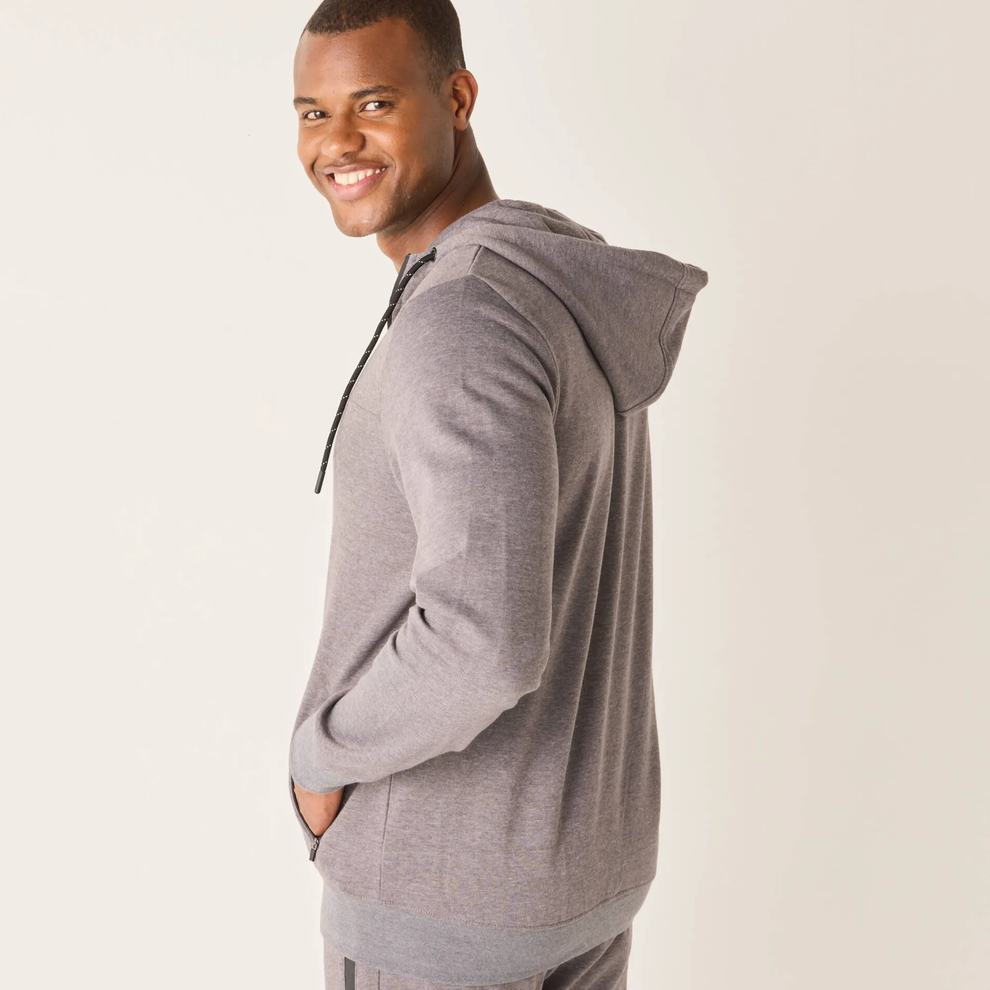 Sweater|Trui En Vest<Blancheporte Sweater met rits en kap, in geruwd molton, met contrasterende details chiné grijs