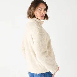Trui En Vest<Blancheporte Sweater met rits, pluchetricot chiné beige