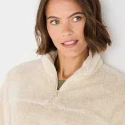 Trui En Vest<Blancheporte Sweater met rits, pluchetricot chiné beige
