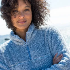 Trui En Vest<Blancheporte Sweater met rits, pluchetricot chiné grijsblauw