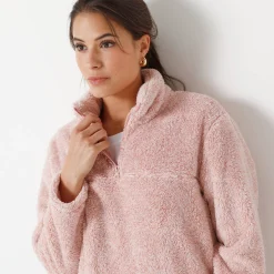 Trui En Vest<Blancheporte Sweater met rits, pluchetricot chiné roze
