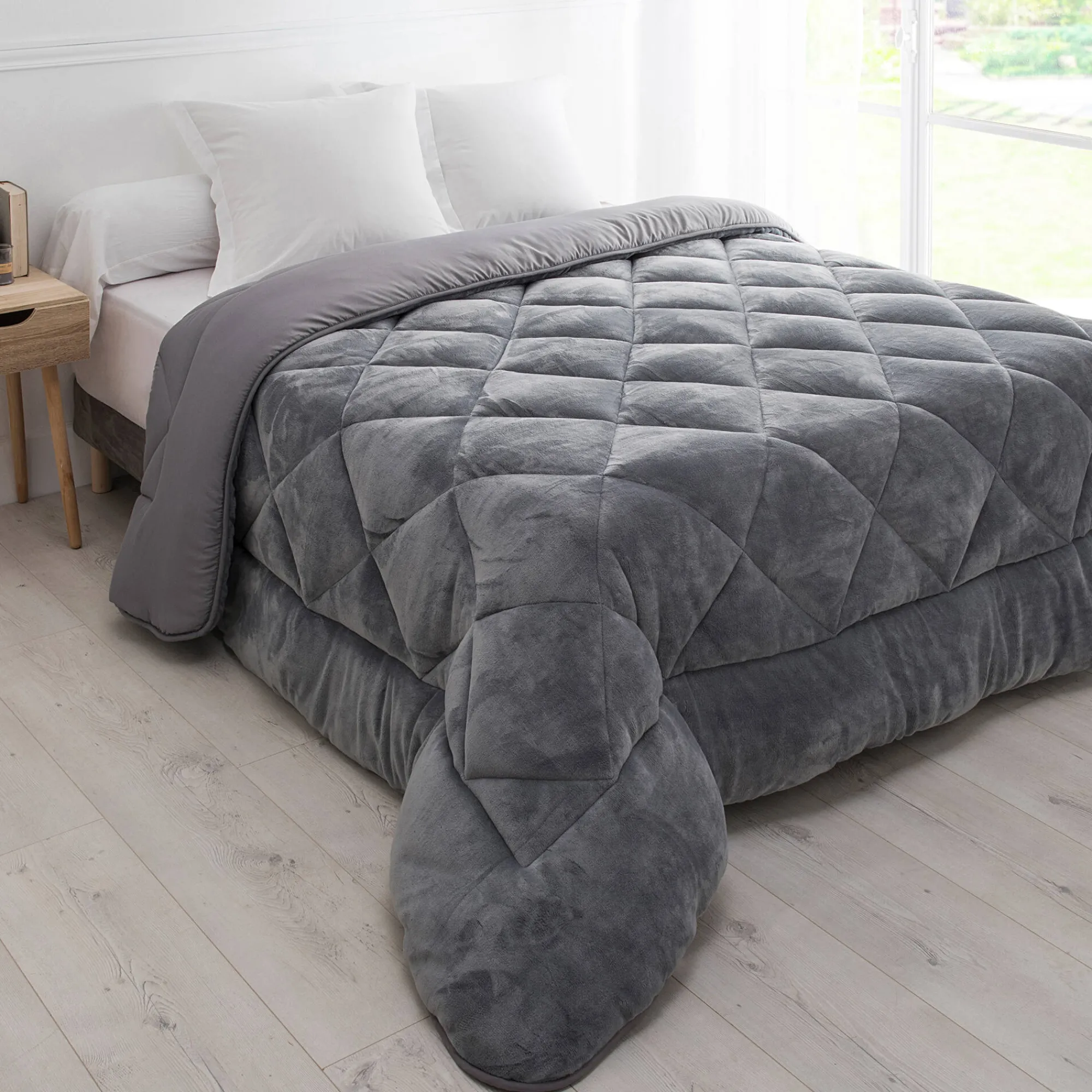 Dekbed<Blancheporte Synthetisch dekbed, dubbelzijdig, 600 g/m² grijs