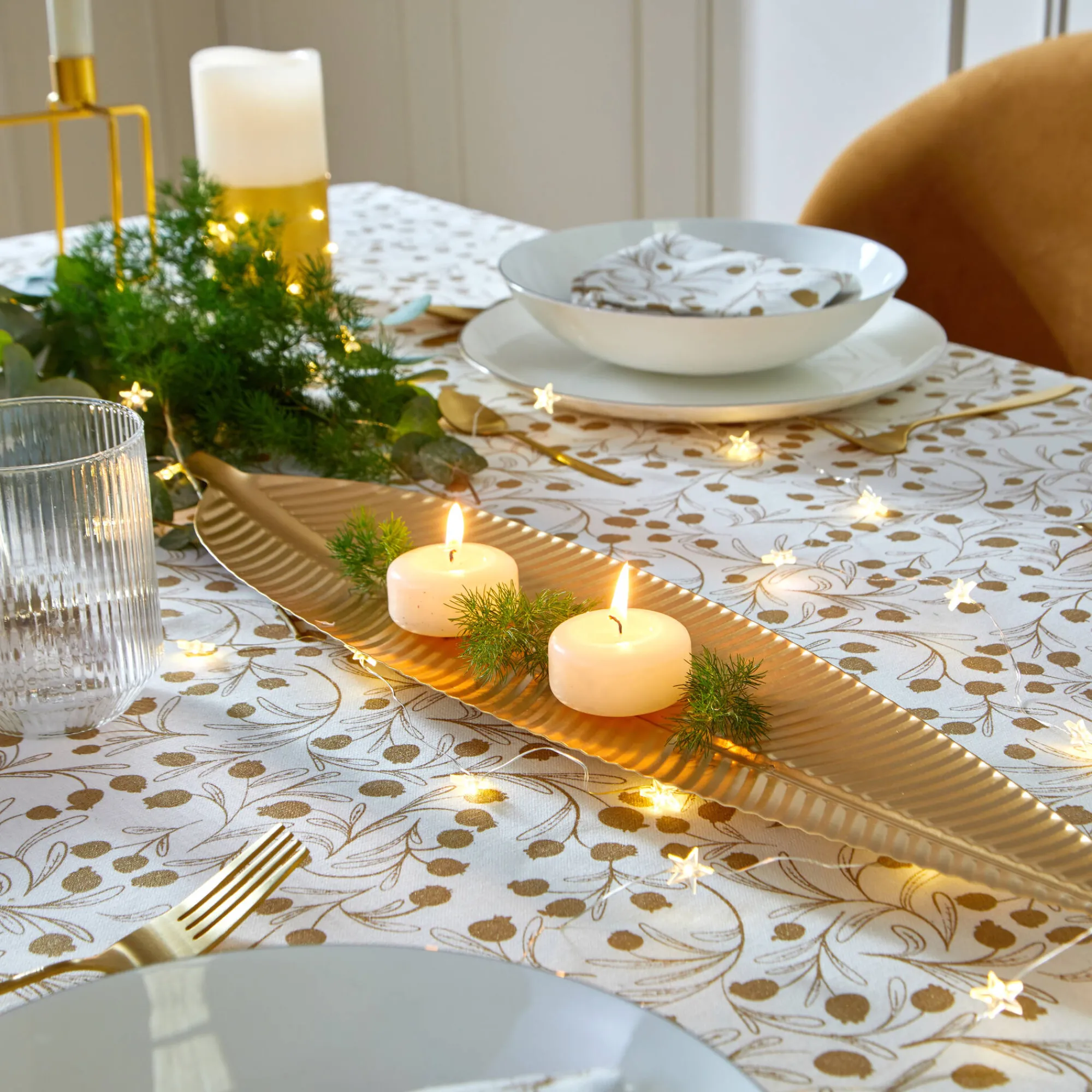 Feesttafel|Feestdecoratie<Blancheporte Tafeldecoratie, blad goudkleurig