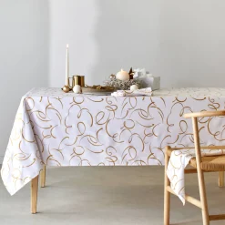 Feesttafel|Tafellaken En Tafelloper<Blancheporte Tafellaken bedrukt met goudkleurige slierten wit / goudkleurig