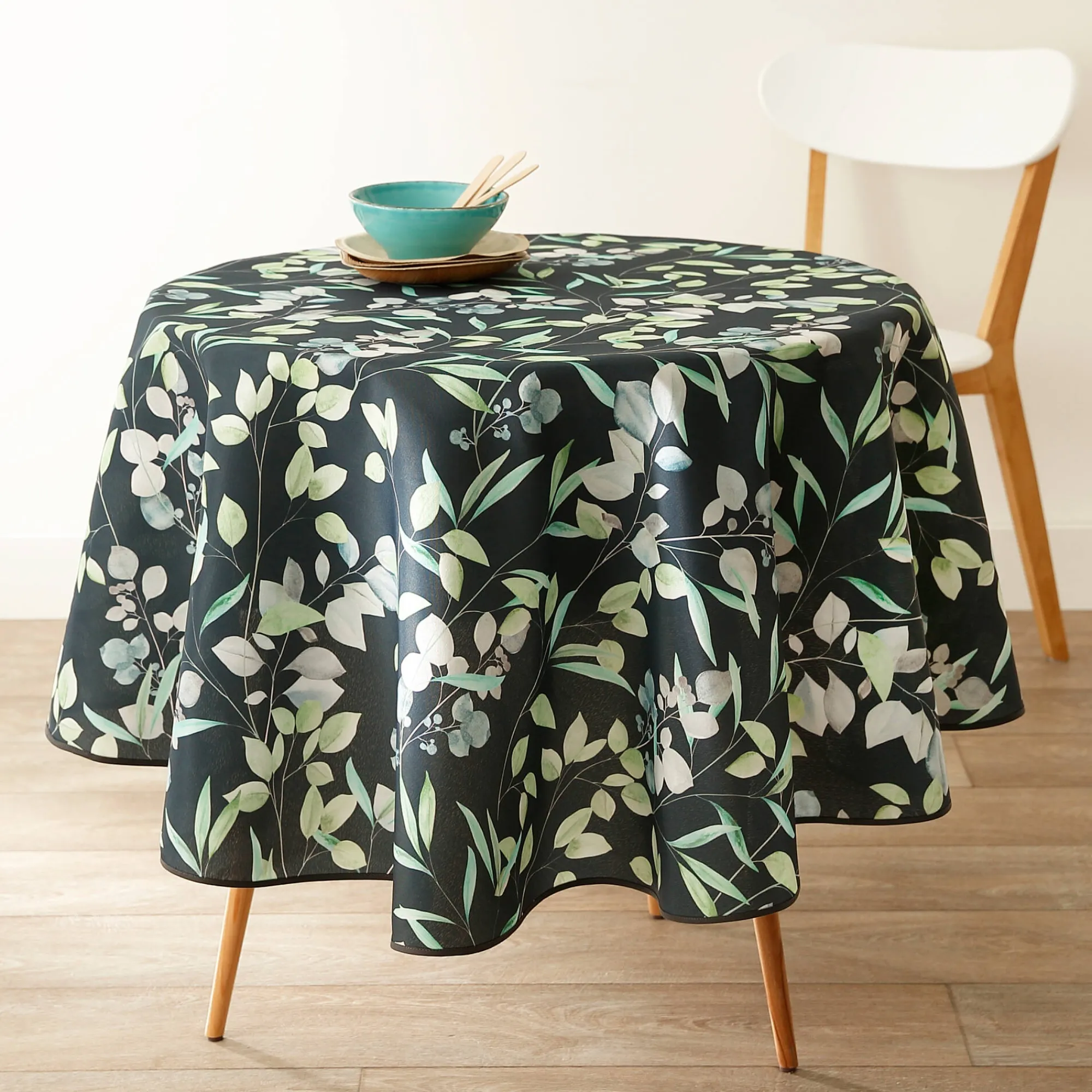 Tafellaken En Tafelloper<Blancheporte Tafellaken in polyester, met bladerenprint blauw