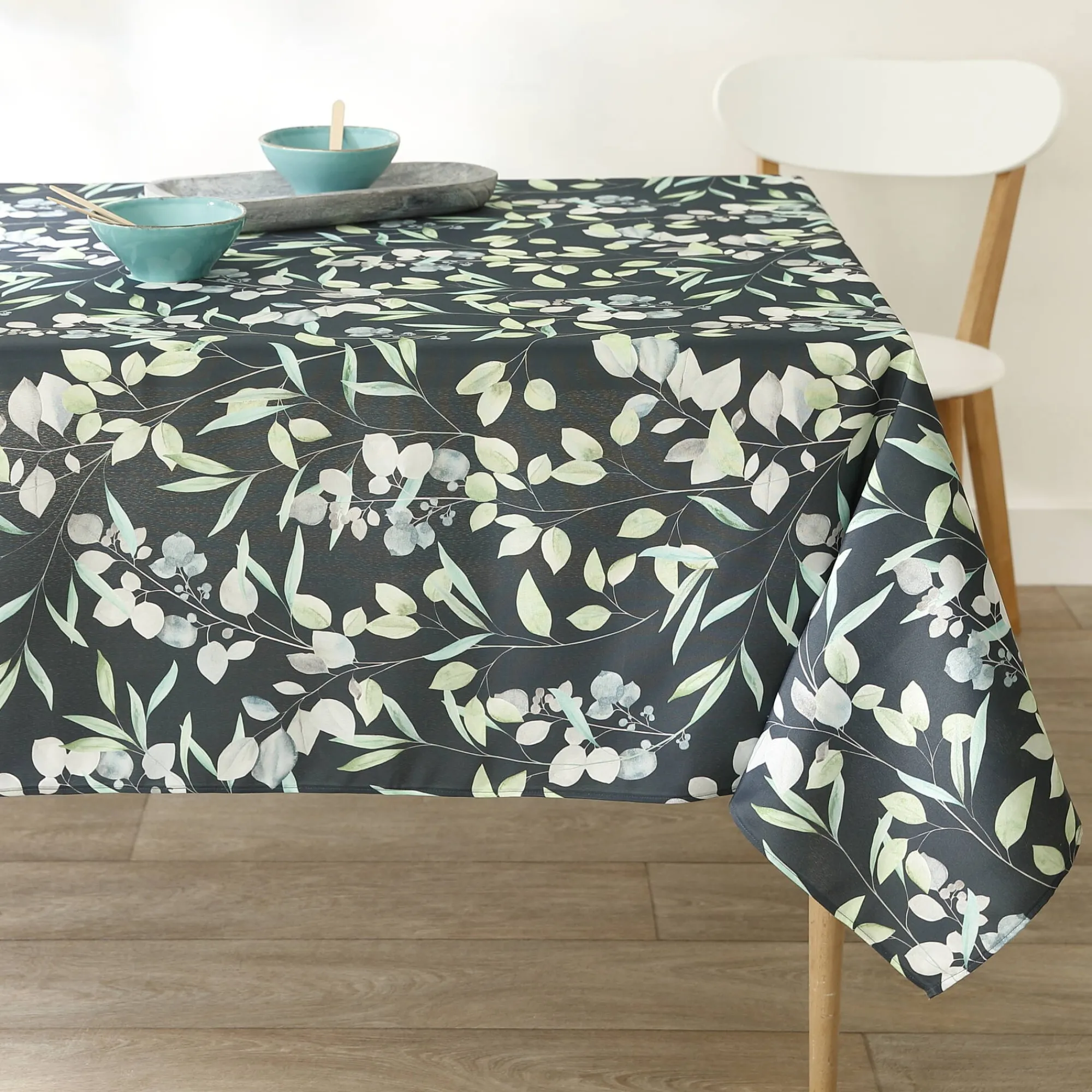 Tafellaken En Tafelloper<Blancheporte Tafellaken in polyester, met bladerenprint blauw