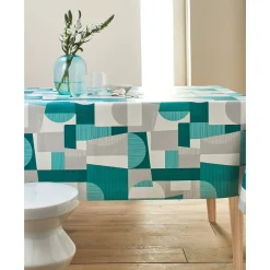 Tafelkleed<Blancheporte Tafellaken in toile cirée met duo patchwork print grijs / blauw