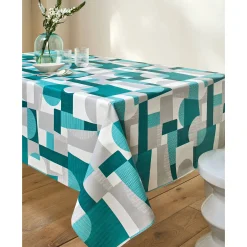 Tafelkleed<Blancheporte Tafellaken in toile cirée met duo patchwork print grijs / blauw