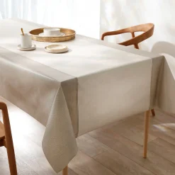 Tafelkleed<Blancheporte Tafellaken in toile cirée met faux-uni print ecru