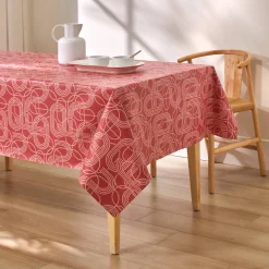 Tafelkleed<Blancheporte Tafellaken in toile cirée, grafische print rood