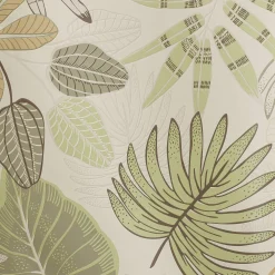Tafelkleed<Blancheporte Tafellaken in toile cirée, met bladerenprint groen / beige