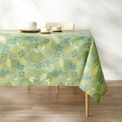 Tafelkleed<Blancheporte Tafellaken in toile cirée met bladerenprint groen