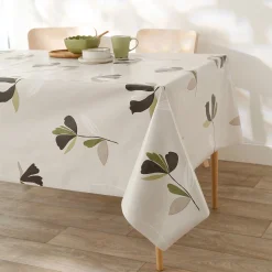 Tafelkleed<Blancheporte Tafellaken in toile cirée, bloemenprint beige / groen