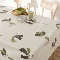 Tafelkleed<Blancheporte Tafellaken in toile cirée, bloemenprint beige / groen