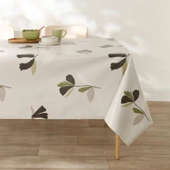 Tafelkleed<Blancheporte Tafellaken in toile cirée, bloemenprint beige / groen