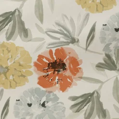 Tafelkleed<Blancheporte Tafellaken in toile cirée met grote bloemenprint geel / koraal