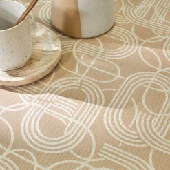 Tafelkleed<Blancheporte Tafellaken in toile cirée, grafische print ecru