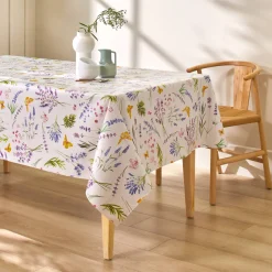 Tafelkleed<Blancheporte Tafellaken in toile cirée, landelijke print wit / groen