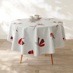 Tafelkleed<Blancheporte Tafellaken in toile cirée, bloemenprint grijs / rood