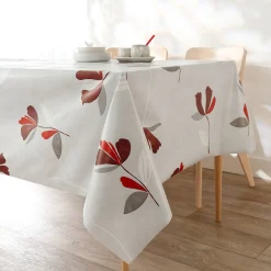 Tafelkleed<Blancheporte Tafellaken in toile cirée, bloemenprint grijs / rood