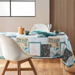 Tafellaken En Tafelloper<Blancheporte Tafellaken met bladerenprint in patchwork, vlot onderhoud saliegroen