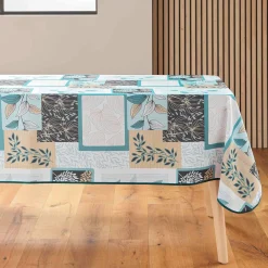 Tafellaken En Tafelloper<Blancheporte Tafellaken met bladerenprint in patchwork, vlot onderhoud saliegroen