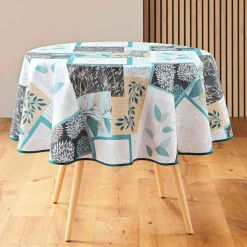 Tafellaken En Tafelloper<Blancheporte Tafellaken met bladerenprint in patchwork, vlot onderhoud saliegroen