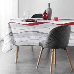 Tafellaken En Tafelloper<Blancheporte Tafellaken met golvenprint, vlot onderhoud wit / rood